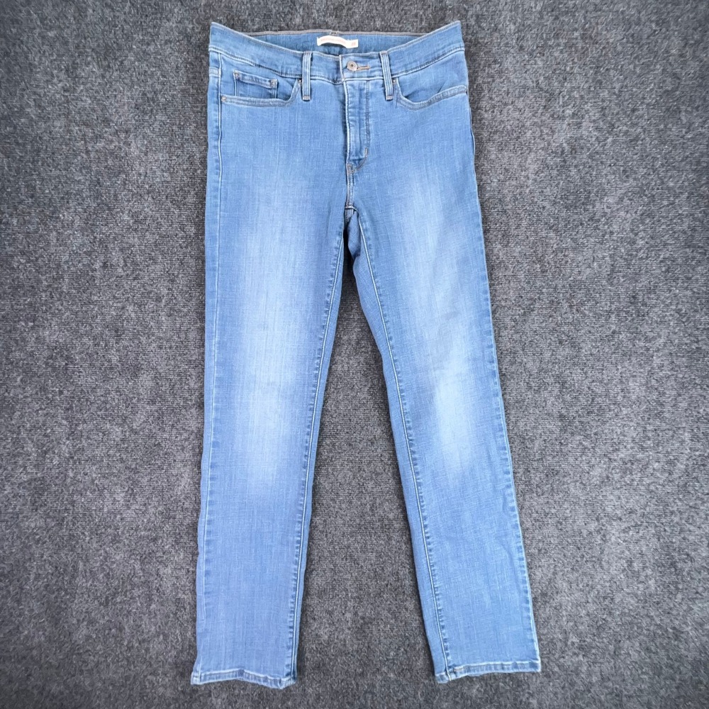 Levis 314 Shaping Straight Jeans Womens 29 Blue Medium Wash Mid Rise Denim
